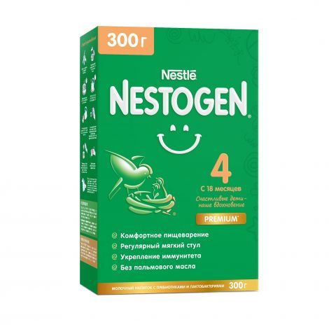 Nestogen 4 Premium, для детей с 18 месяцев, напиток молочный сухой, с пребиотиками и лактобактериями, 300 г, 1 шт. купить по цене от 465 руб в Москве, заказать с доставкой в аптеку, инструкция по применению, отзывы, аналоги, Nestle