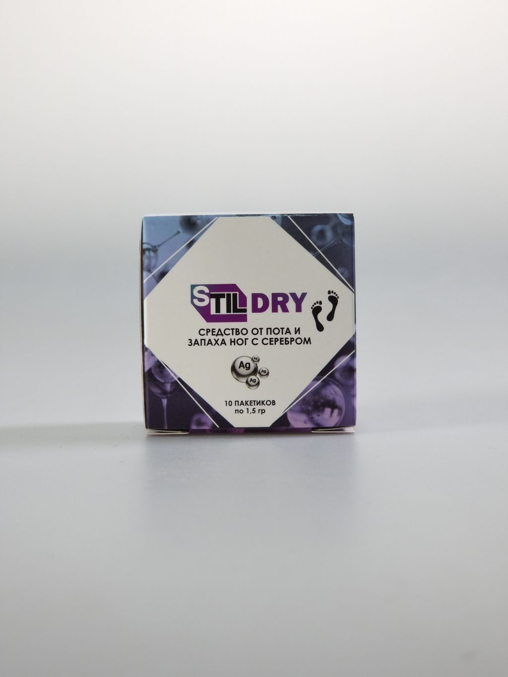 Stil Dry Средство от пота и запаха ног, пудра, с серебром, 10 шт.