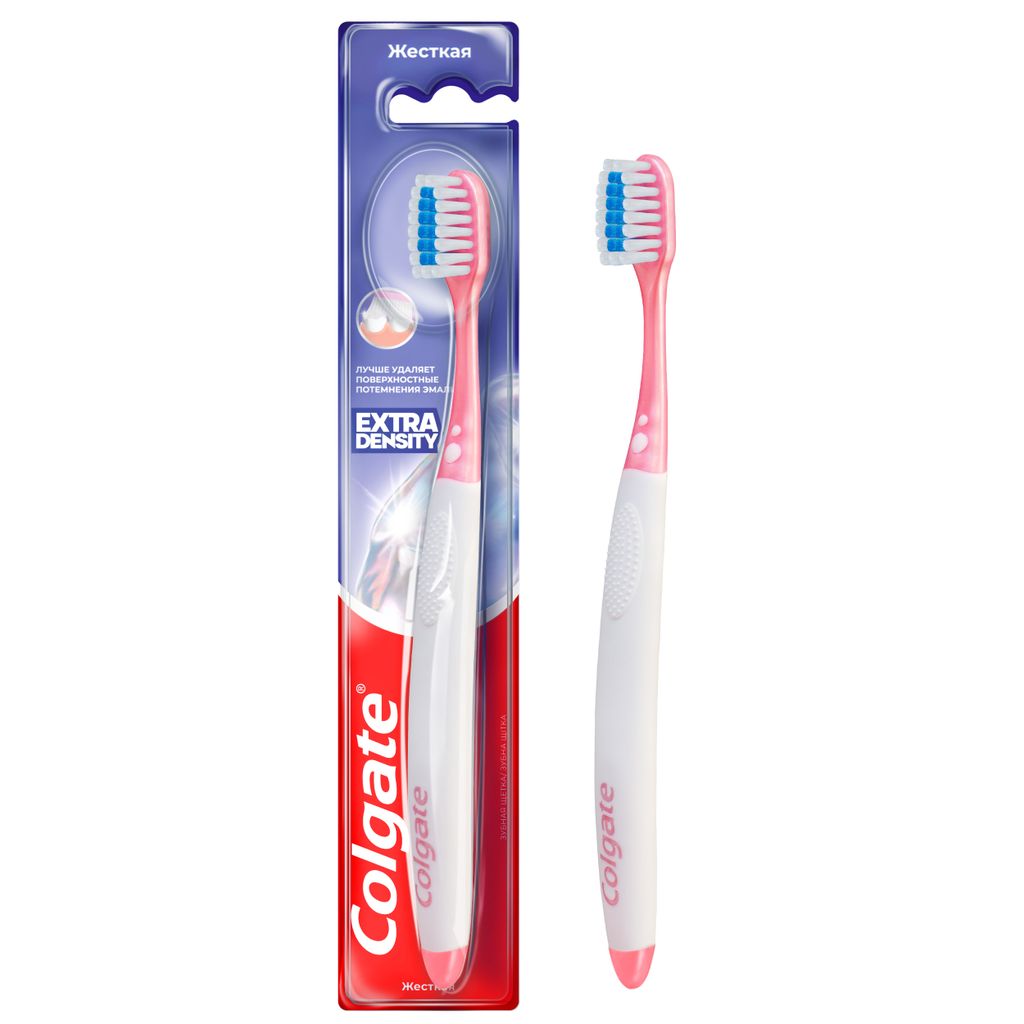 Colgate Extra Density для эффективного очищения зубная щетка, цвета в ассортименте, щетка зубная, жесткая, 1 шт.