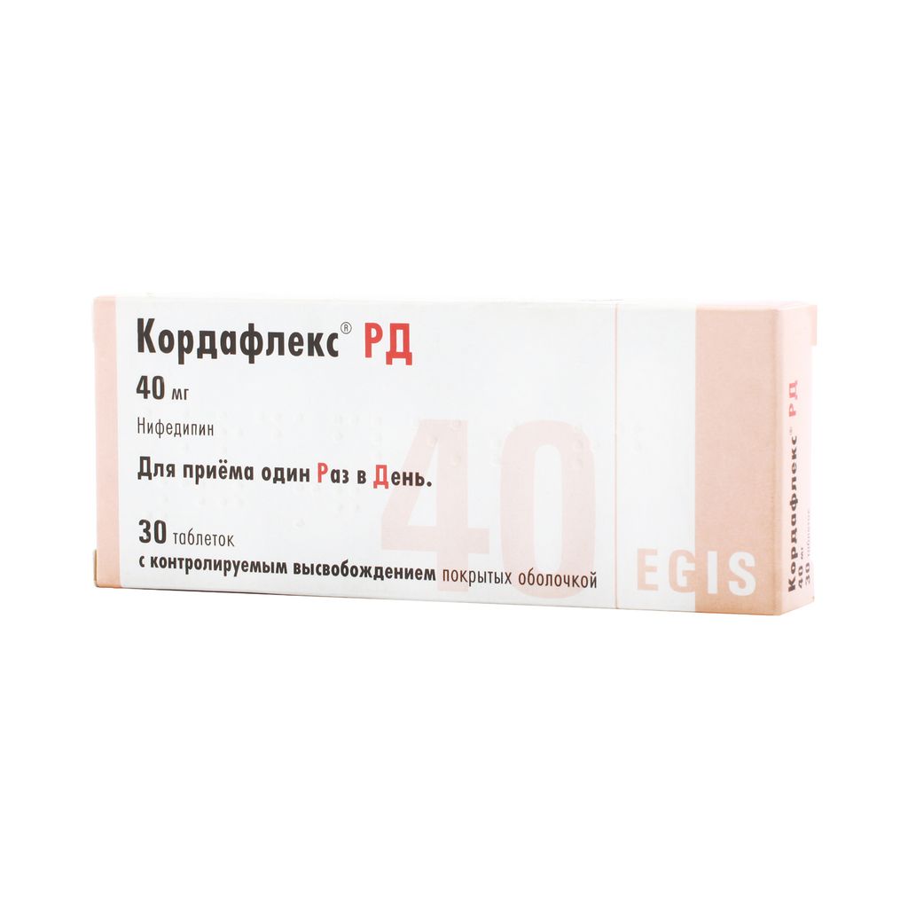 Кордафлекс РД, 40 мг, таблетки с модифицированным высвобождением .