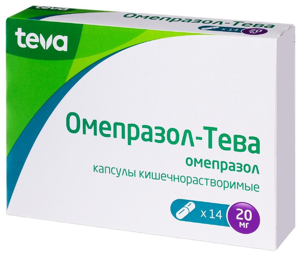 Омепразол-Тева, 20 мг, капсулы кишечнорастворимые, 14 шт.