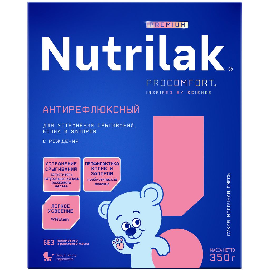 Nutrilak Premium смесь молочная Антирефлюкс, смесь молочная сухая, 350 г, 1  шт. купить по цене от 954 руб в Москве, заказать с доставкой в аптеку,  инструкция по применению, отзывы, аналоги, Инфаприм