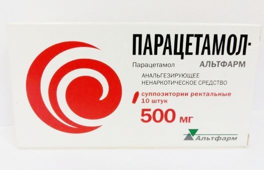 Парацетамол-Альтфарм, 500 мг, суппозитории ректальные, 10 шт.  по .