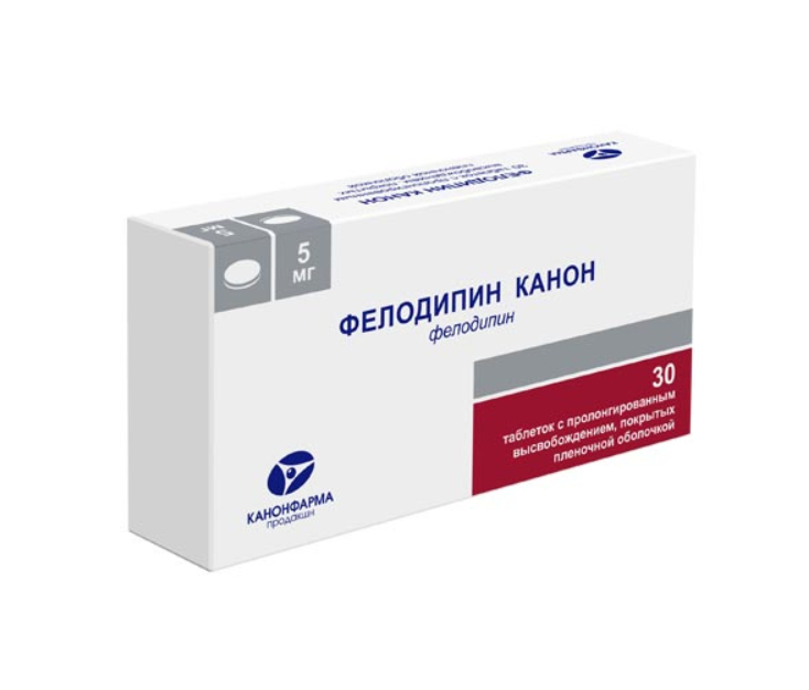 Фелодипин Канон, 5 мг, таблетки пролонгированного действия, покрытые .