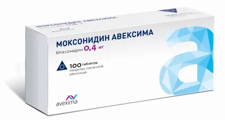 Моксонидин Авексима, 0.4 мг, таблетки, покрытые пленочной оболочкой, 100 шт.