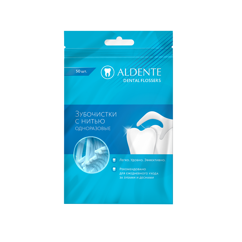 фото упаковки Aldente зубочистки с нитью