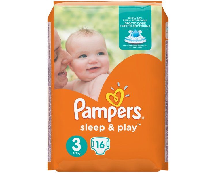 Pampers Sleep&Play Подгузники детские, р. 3, 4-9кг, 16 шт.