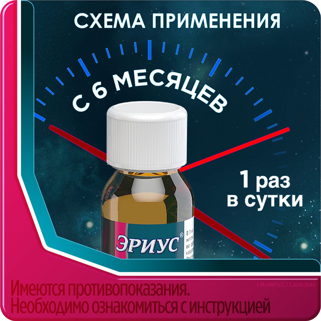 Эриус, 0.5 мг/мл, сироп, 60 мл, 1 шт.