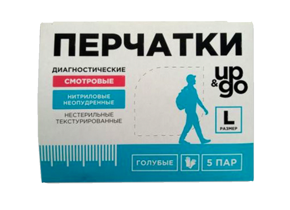 фото упаковки Перчатки диагностические смотровые нитриловые UP&GO