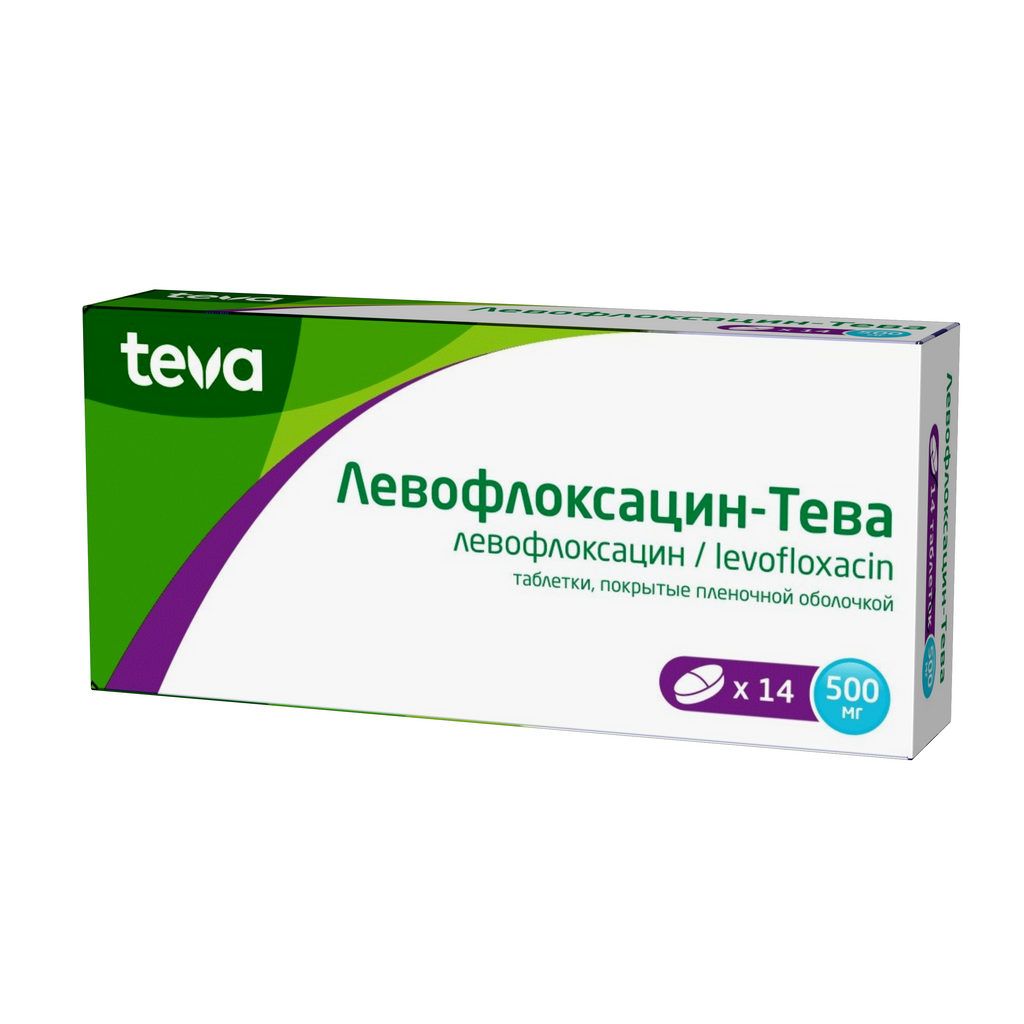 Левофлоксацин-Тева, 500 мг, таблетки, покрытые пленочной оболочкой, 14 шт.  купить по цене от 484 руб в Москве, заказать с доставкой в аптеку,  инструкция по применению, отзывы, аналоги, Teva