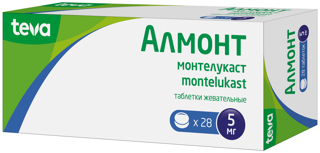 Алмонт, 5 мг, таблетки жевательные, 28 шт.