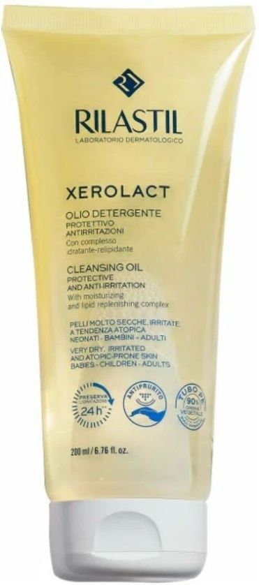 фото упаковки Rilastil Xerolact Защитное и успокаивающее масло для очищения