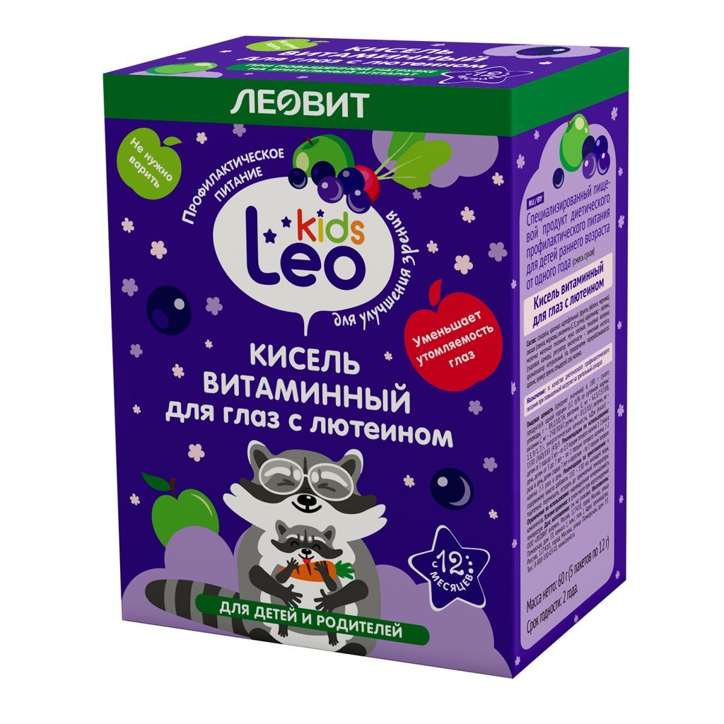 фото упаковки Леовит Leo Kids Кисель для глаз с лютеином