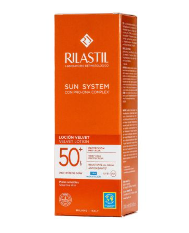 Rilastil Sun System Бархатистый лосьон, SPF50, лосьон, для чувствительной кожи, 200 мл, 1 шт.