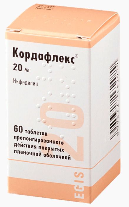 Кордафлекс, 20 мг, таблетки пролонгированного действия, покрытые .