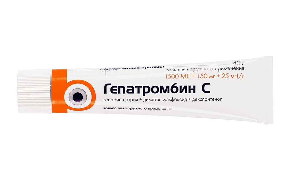 Гепатромбин С, 500 МЕ+150 мг+25 мг/г, гель для наружного применения, 40 .