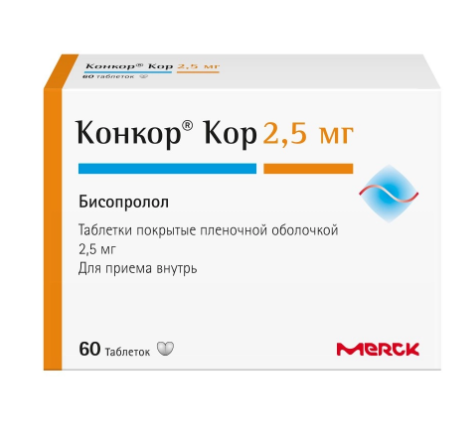 Конкор Кор, 2.5 мг, таблетки, покрытые пленочной оболочкой, 30 шт. купить по цене от 129 руб в Москве, заказать с доставкой в аптеку, инструкция по применению, отзывы, аналоги, Нанолек