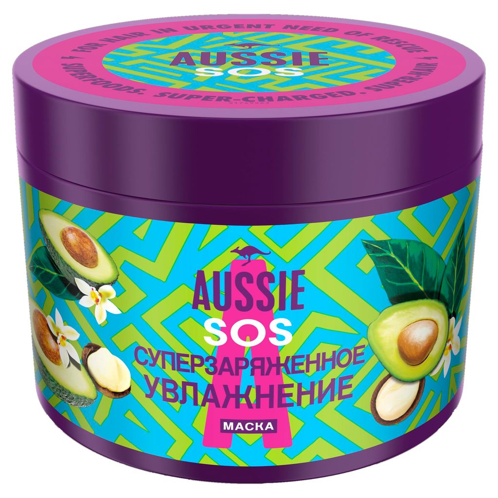 фото упаковки Aussie SOS Маска для волос Суперзаряженное увлажнение