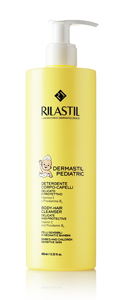 фото упаковки Rilastil Dermastil Pediatric Деликатный очищающий защитный шампунь-гель для волос и тела