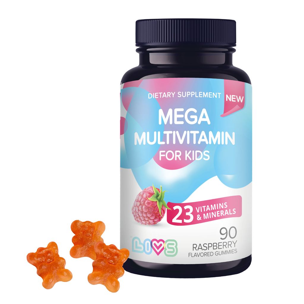 LIVS Мультивитамин Мега комплекс для детей с 3 лет, пастилки жевательные, со вкусом малины, 90 шт.