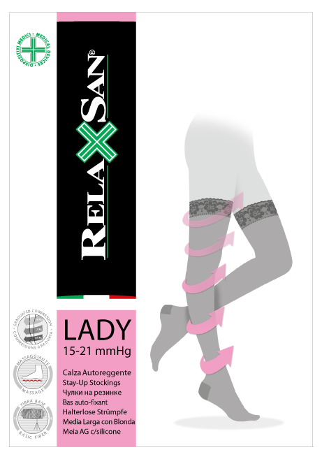 Relaxsan Stay-up lady Чулки компрессионные 1 класс компрессии, р. 2, арт. 960А (15-21 mm Hg), черного цвета, пара, 1 шт.