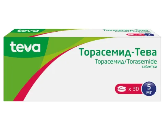 Торасемид-Тева, 5 мг, таблетки, 30 шт. купить по цене от 232 руб в Москве, заказать с доставкой в аптеку, инструкция по применению, отзывы, аналоги, Teva