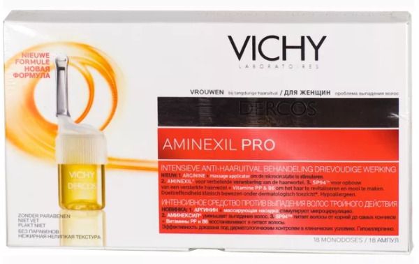 фото упаковки Vichy Dercos Aminexil Pro средство против выпадения волос для женщин