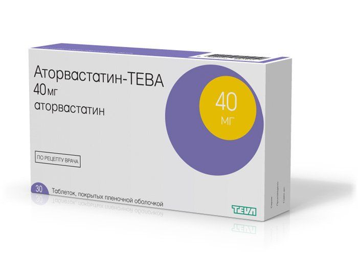 Аторвастатин-Тева, 40 мг, таблетки, покрытые пленочной оболочкой, 30 шт .