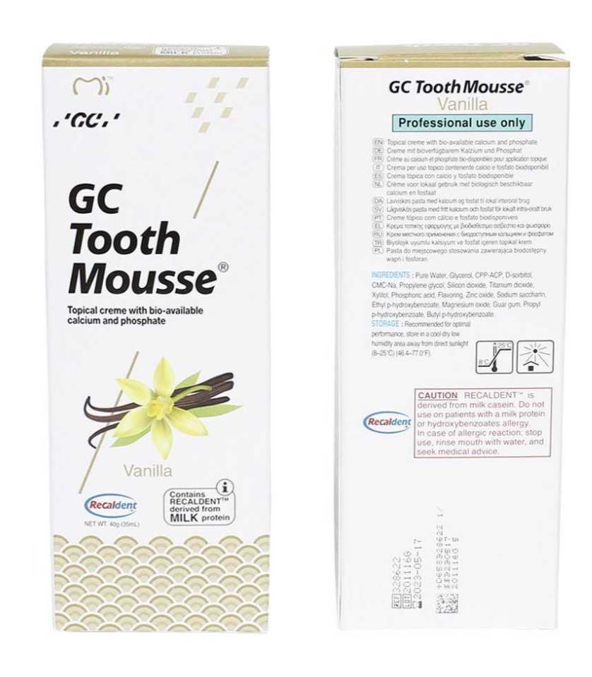 GC Tooth Mousse Зубной гель для восстановления и укрепления эмали, гель, ваниль, 40 г, 1 шт.