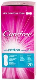 Carefree with Cotton Extract салфетки женские гигиенические с экстрактом хлопка, салфетки гигиенические, воздухопроницаемые, 20 шт.