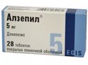 Алзепил, 5 мг, таблетки, покрытые пленочной оболочкой, 28 шт.