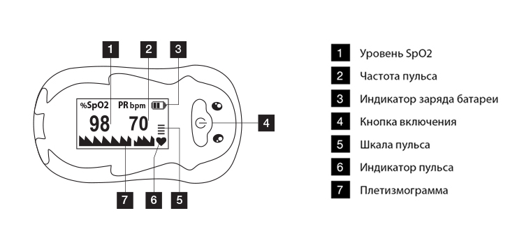 Пульсоксиметр структурная схема