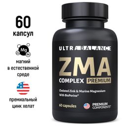 UltraBalance Спортивный комплекс ZMA, бустер тестостерона спортпит цинк, магний B6, аспарагиновая кислота