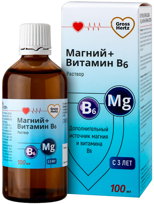 Гроссхелс Магний+Витамин В6, раствор для приема внутрь, 100 мл, 1 шт.