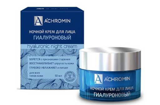 Achromin Крем для лица гиалуроновый, крем для лица, ночной, 50 мл, 1 шт.