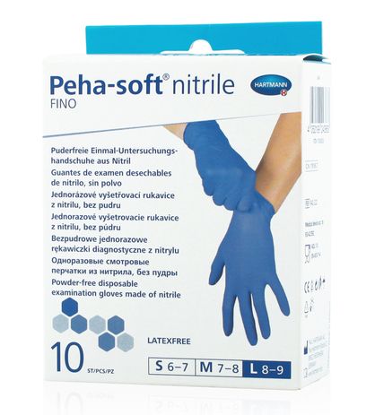 Peha-Soft Nitrile Fino Перчатки медицинские, L (8-9), синего цвета, 10 шт.