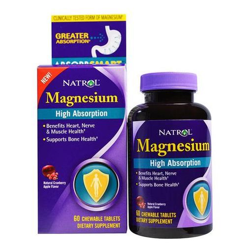 Natrol эффективное поглощение магния, 250 мг, таблетки жевательные, с ароматом клюва-яблоко, 60 шт.