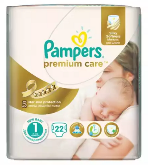 Pampers Premium Care Newborn Подгузники детские, 2-5 кг, 22 шт.