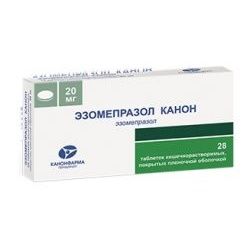 Эзомепразол Канон, 20 мг, таблетки, покрытые кишечнорастворимой пленочной оболочкой, 28 шт.