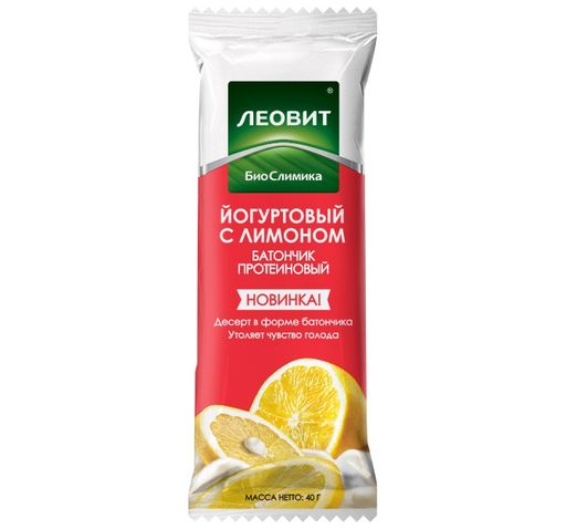 Леовит БиоСлимика Батончик протеиновый йогуртовый с лимоном, батончик, 40 г, 1 шт.