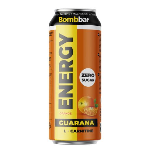 Bombbar Energy L-карнитин с Гуараной, напиток тонизирующий газированный, апельсин, 500 мл, 1 шт.