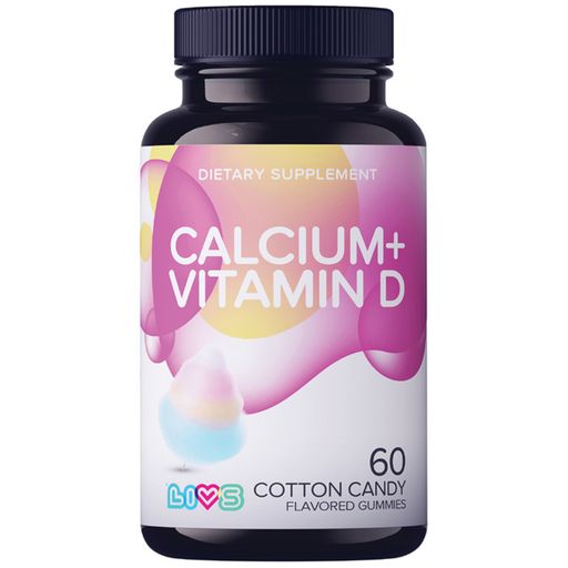 Livs Кальций + Витамин Д3, пектиновые мармеладные пастилки, со вкусом сахарной ваты, 60 шт.