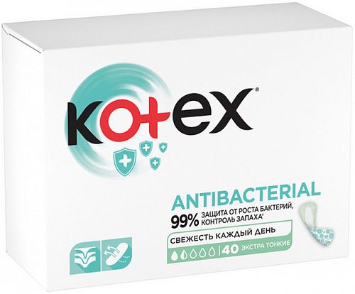 Kotex Antibacterial Прокладки ежедневные, экстра тонкие, 40 шт.