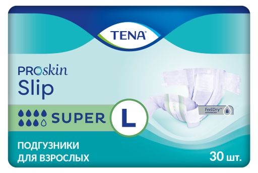 Подгузники для взрослых дышащие Tena Slip Super, Large L (3), 96-144 см, 30 шт.