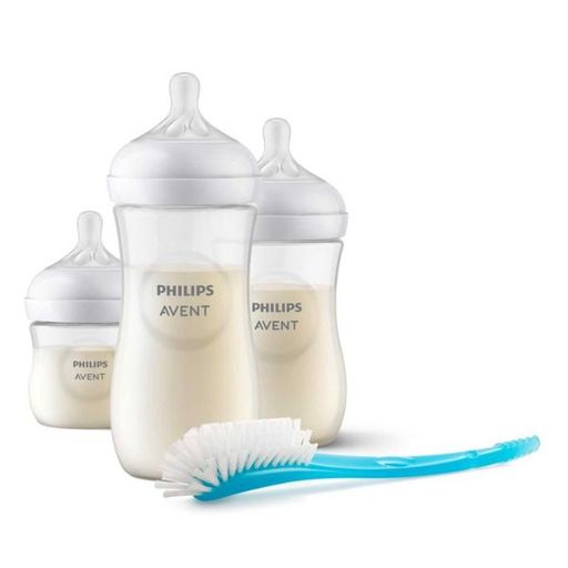 Philips Avent Natural Набор бутылочек для новорожденных, Бутылочки: 125мл, 260мл, 330мл+Щеточка для мытья, 1 шт.