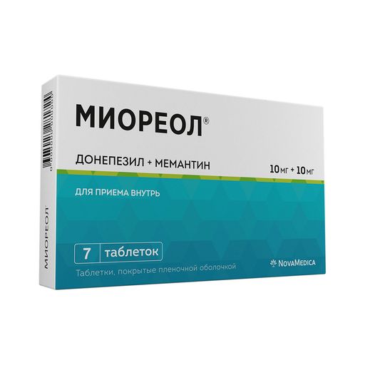 Миореол, 10 мг+10 мг, таблетки, покрытые пленочной оболочкой, 7 шт.