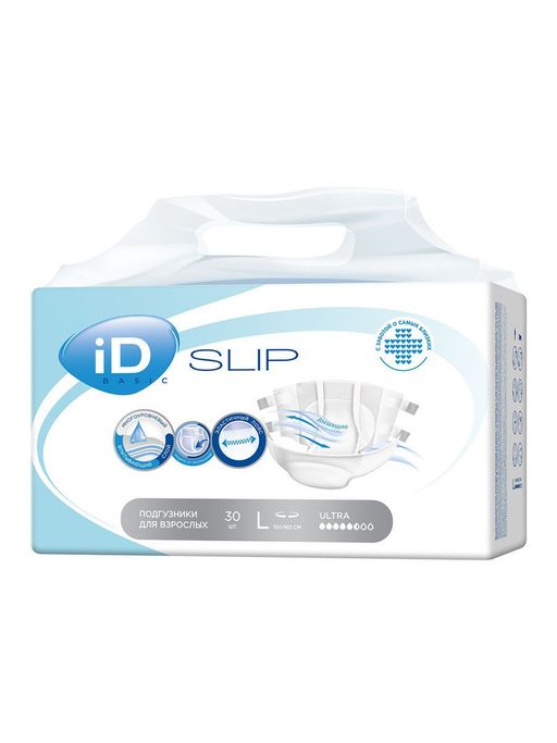 iD Slip Basic Ultra Подгузники для взрослых, Medium M (2), 70-130 см, 30 шт.