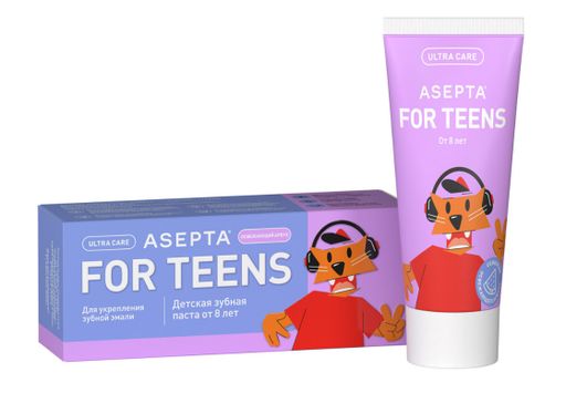 Асепта Teens Минерализация Детская гелевая зубная паста от 8 лет, паста зубная, со вкусом арбуза, 50 мл, 1 шт.