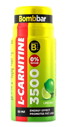 Bombbar Energy L-карнитин 3500, напиток тонизирующий газированный, лайм-мята, 50 мл, 1 шт.