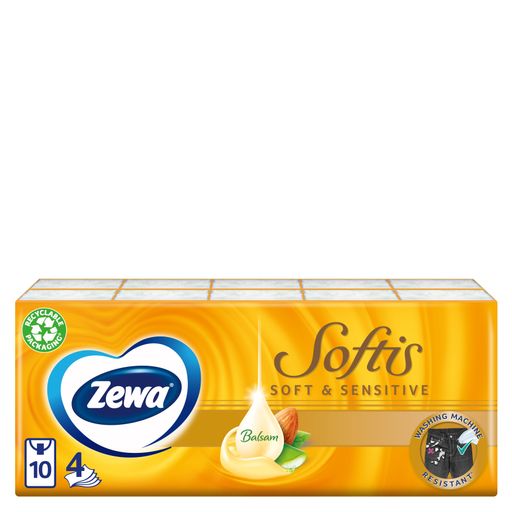 Zewa Softis Soft&Sensitive платки носовые бумажные, 9х10, платочки, 90 шт.